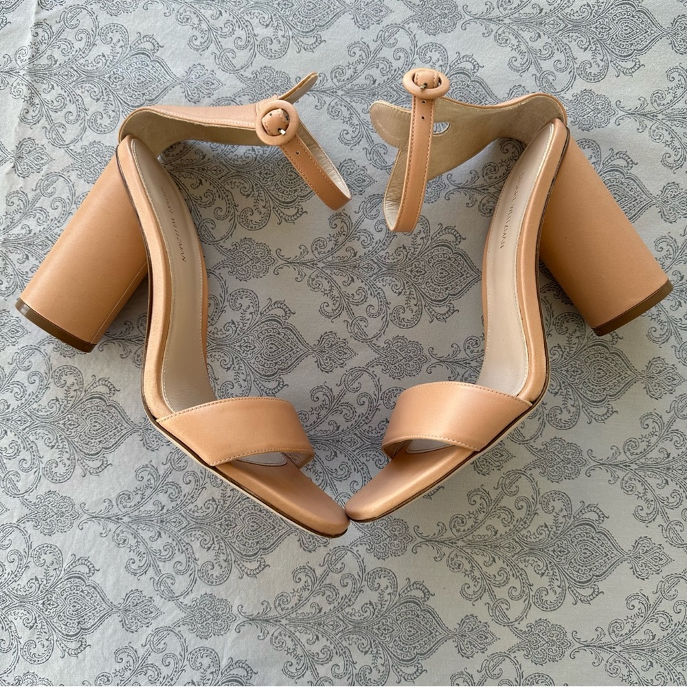 Stuart Weitzman Kimly Leather Block Heel Summer Sandal 9.5